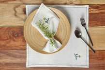 Σετ 3τμχ Τραπεζομάντηλο & Καρέ Αιγαίον με Κέντημα 135X180 Cassia Yellow